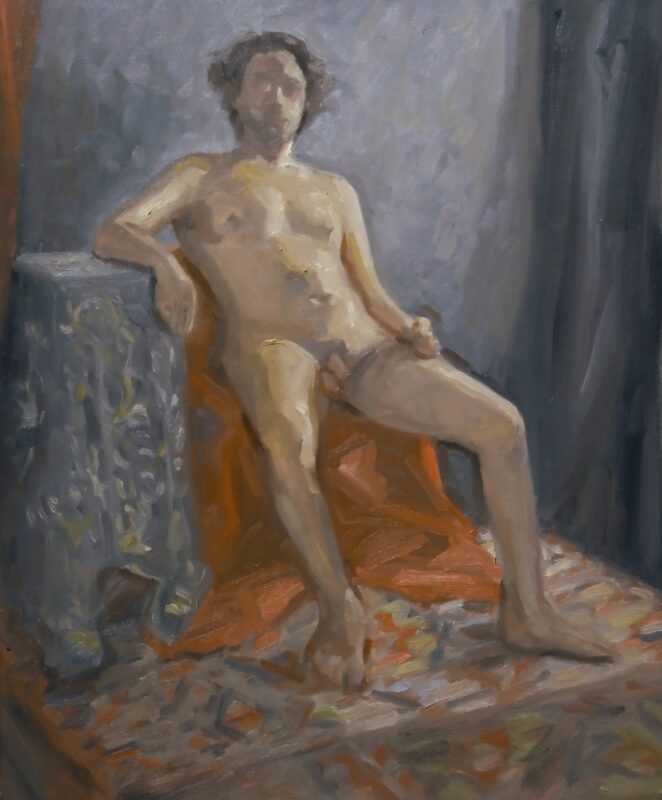 Nude painting with oils