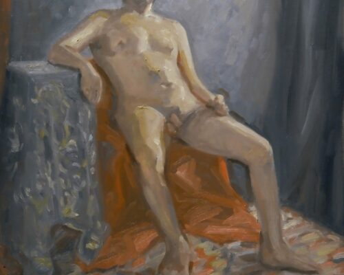 Nude painting with oils
